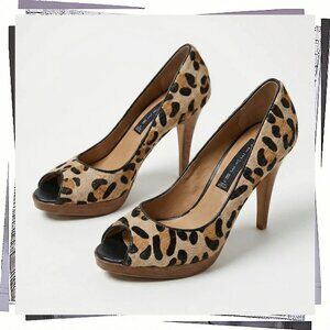 Early 2000 Retro Leopard Print Peep Toe Heels... (7.5) Steven by Steve Madden